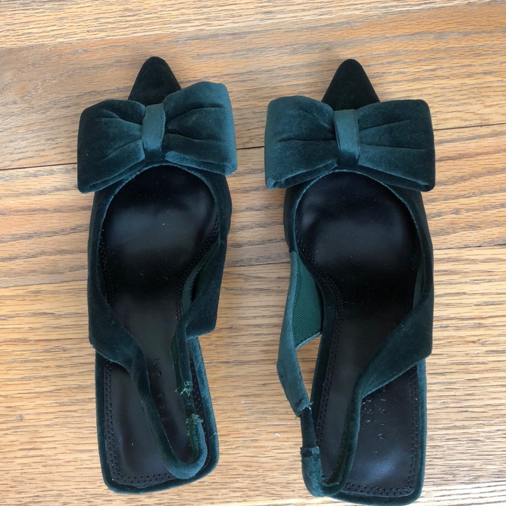 ASOS velvet green sling back pumps